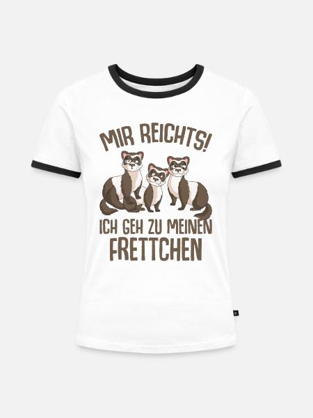 Frettchen - Frauen Kontrast-T-Shirt - Weiß/Schwarz