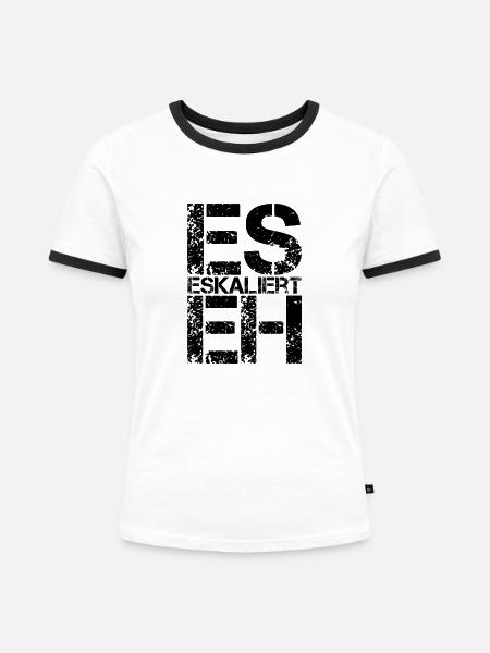 Es eskaliert eh - Frauen Kontrast-T-Shirt - Weiß/Schwarz