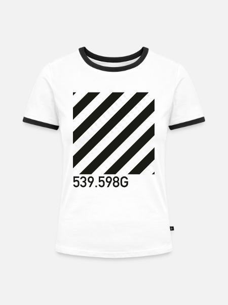 caution - Frauen Kontrast-T-Shirt - Weiß/Schwarz