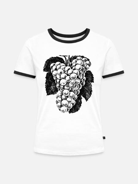 Weintrauben-v10 [Konverti - Frauen Kontrast-T-Shirt - Weiß/Schwarz