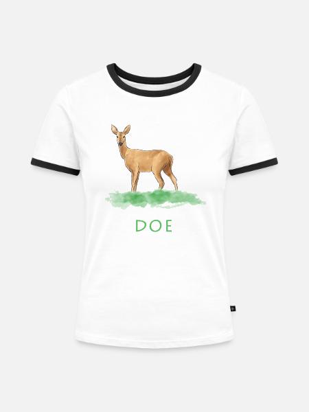 Doe Gazelle - Frauen Kontrast-T-Shirt - Weiß/Schwarz