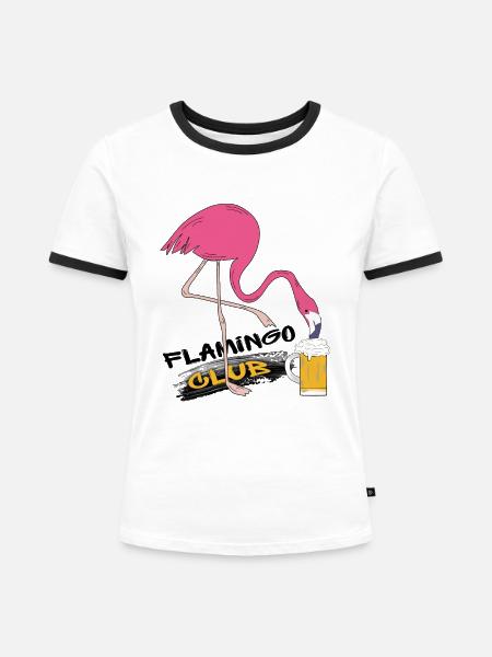 Flamingo Club - Frauen Kontrast-T-Shirt - Weiß/Schwarz