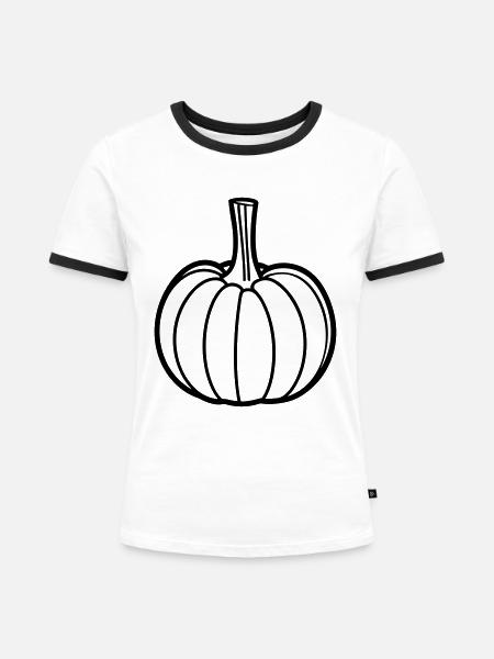 Kürbis - Frauen Kontrast-T-Shirt - Weiß/Schwarz