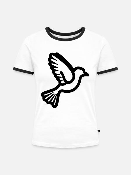 Taube - Frauen Kontrast-T-Shirt - Weiß/Schwarz
