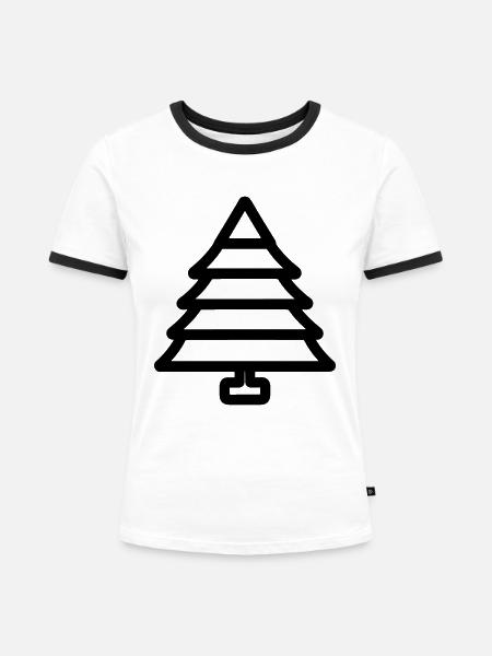 Weihnachtsbaum - Frauen Kontrast-T-Shirt - Weiß/Schwarz