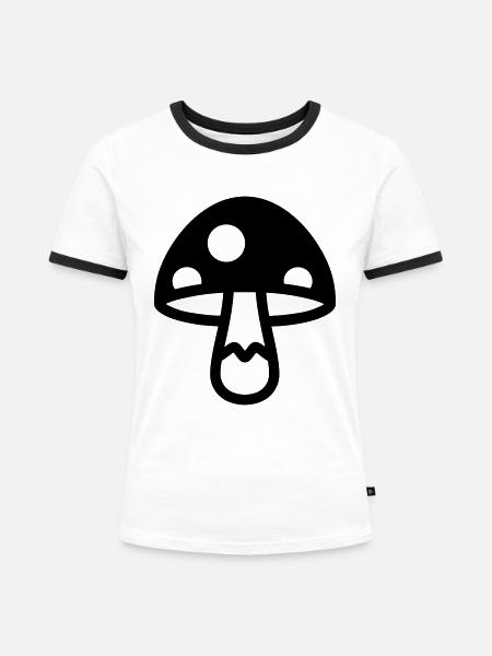 Pilz - Frauen Kontrast-T-Shirt - Weiß/Schwarz