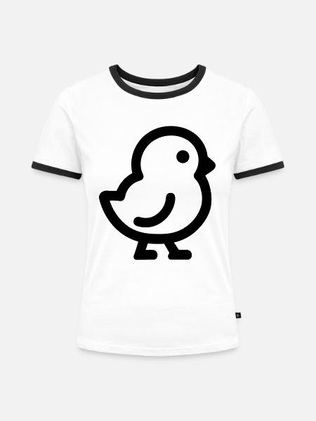 Küken - Frauen Kontrast-T-Shirt - Weiß/Schwarz