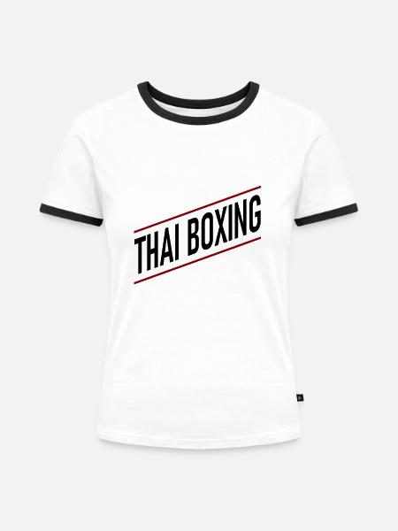 Thai Boxing - Frauen Kontrast-T-Shirt - Weiß/Schwarz