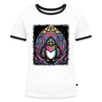 cute penguin all designs couple penguin adorable - Frauen Kontrast-T-Shirt - Weiß/Schwarz - Vorne - Selfina (174cm)