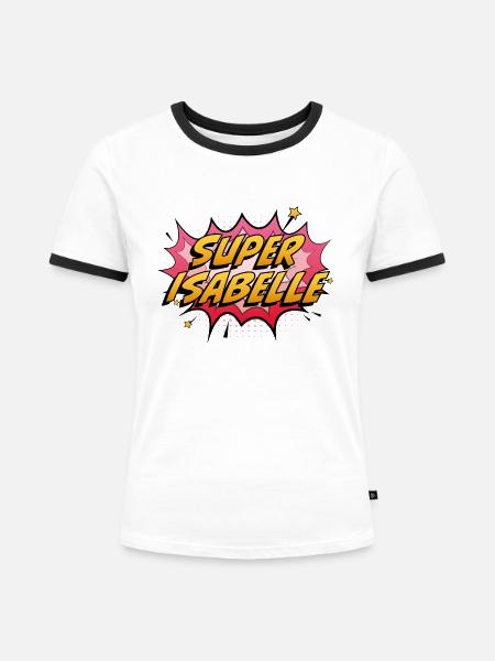 Super Isabelle - Frauen Kontrast-T-Shirt - Weiß/Schwarz