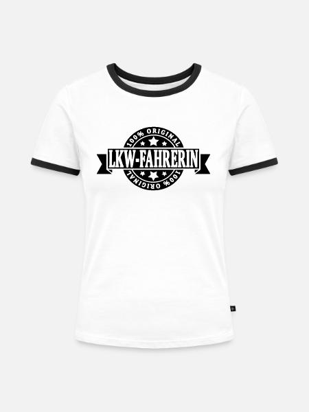 Lkw Fahrerin - Frauen Kontrast-T-Shirt - Weiß/Schwarz