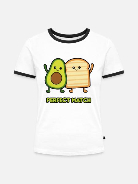 AVOCADO TOAST - Frauen Kontrast-T-Shirt - Weiß/Schwarz