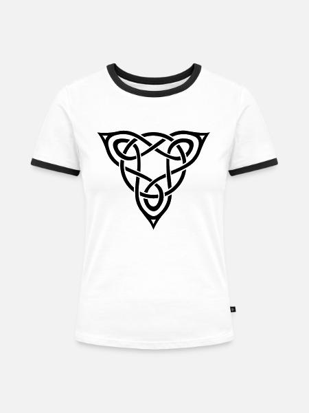 Dreiecksknoten - Frauen Kontrast-T-Shirt - Weiß/Schwarz