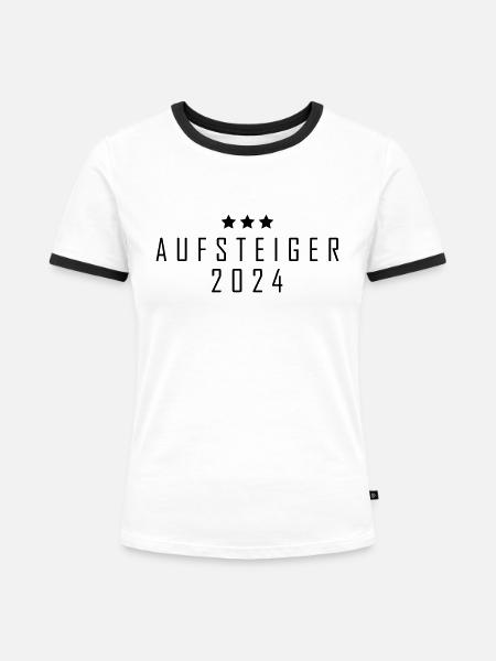 Aufsteiger 2024 Aufstiegstrikot 24 - Frauen Kontrast-T-Shirt - Weiß/Schwarz