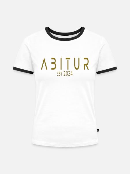 Abitur Est. 2024 - Frauen Kontrast-T-Shirt - Weiß/Schwarz