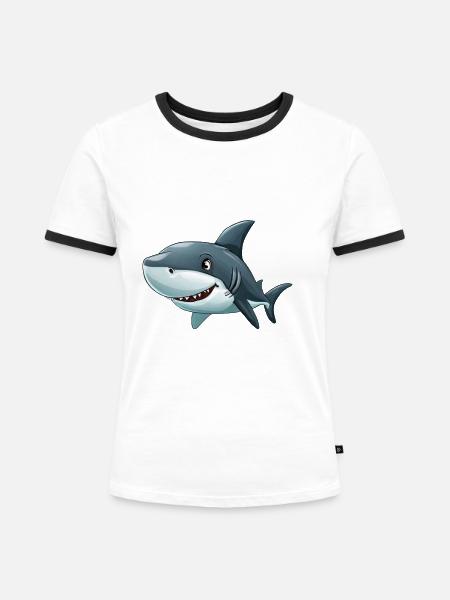 Hai - Frauen Kontrast-T-Shirt - Weiß/Schwarz