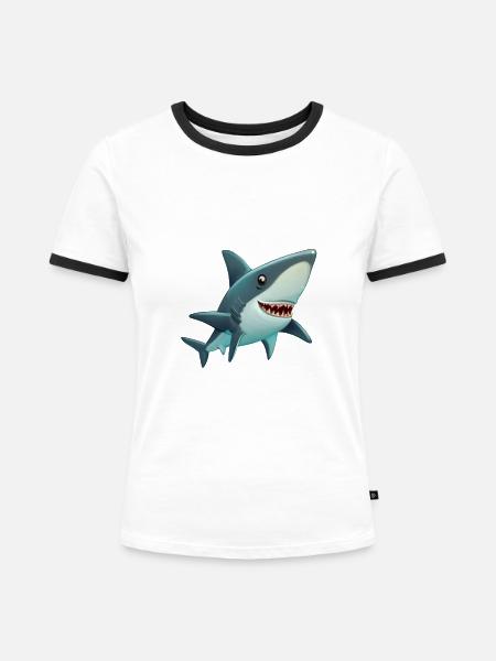 Hai - Frauen Kontrast-T-Shirt - Weiß/Schwarz