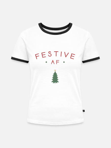 Festlicher AF - Frauen Kontrast-T-Shirt - Weiß/Schwarz