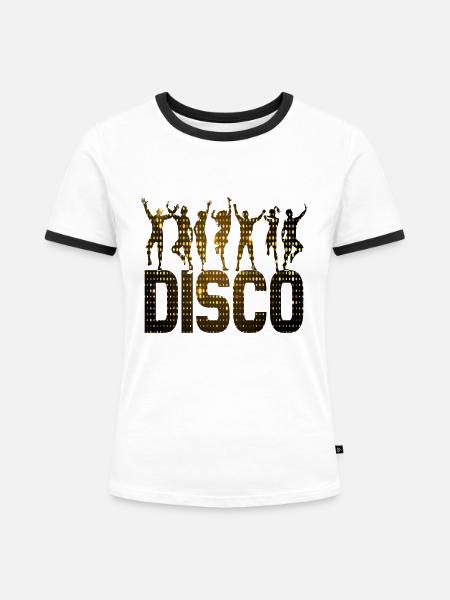 DISCO - Frauen Kontrast-T-Shirt - Weiß/Schwarz