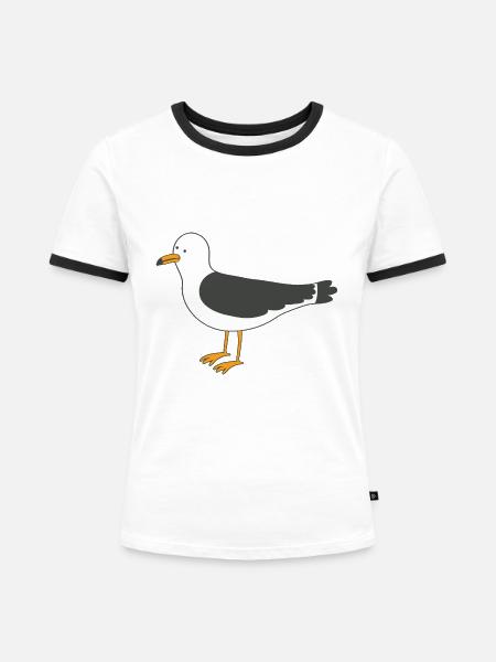 Möwe - Frauen Kontrast-T-Shirt - Weiß/Schwarz