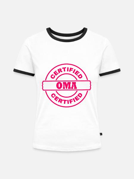 certified oma - Frauen Kontrast-T-Shirt - Weiß/Schwarz