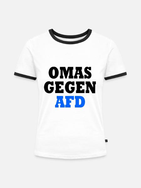 Omas gegen afd - Frauen Kontrast-T-Shirt - Weiß/Schwarz
