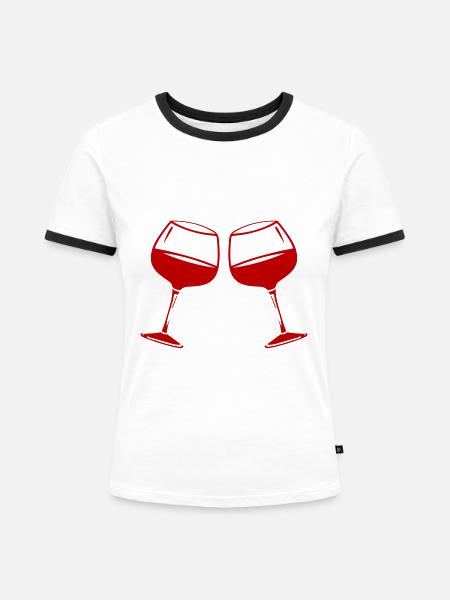 Weinglas Rotwein Symbol - Frauen Kontrast-T-Shirt - Weiß/Schwarz