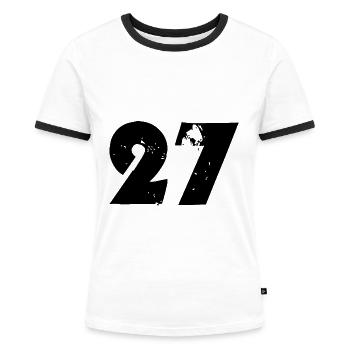 27 Zahl - Frauen Kontrast-T-Shirt - Weiß/Schwarz - Vorne - Selfina (174cm)