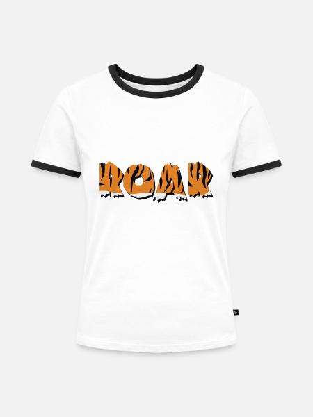 ROAR - Frauen Kontrast-T-Shirt - Weiß/Schwarz