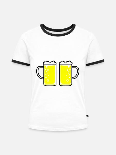 Bierglas Bierkrug Bier - Frauen Kontrast-T-Shirt - Weiß/Schwarz
