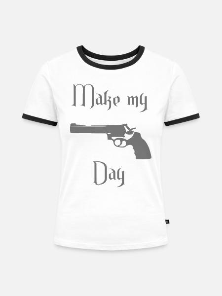 make my day - Frauen Kontrast-T-Shirt - Weiß/Schwarz