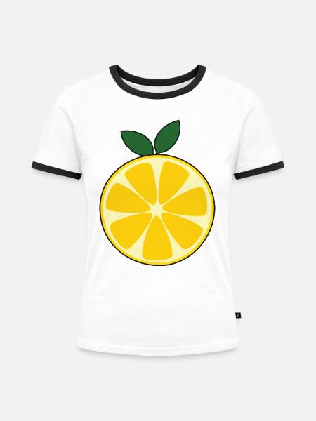 Zitrone - Frauen Kontrast-T-Shirt - Weiß/Schwarz