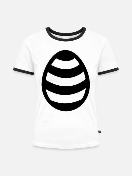 Ei - Frauen Kontrast-T-Shirt - Weiß/Schwarz