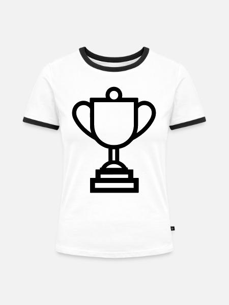 Trophäe - Frauen Kontrast-T-Shirt - Weiß/Schwarz