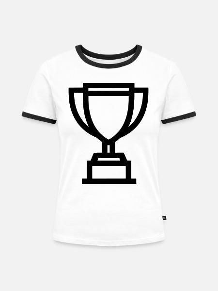 Trophäe - Frauen Kontrast-T-Shirt - Weiß/Schwarz