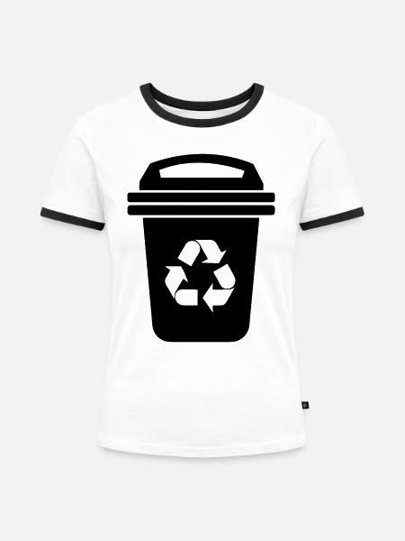 Mülltonne - Frauen Kontrast-T-Shirt - Weiß/Schwarz