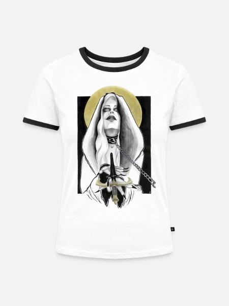 Süße Versuchung - Frauen Kontrast-T-Shirt - Weiß/Schwarz