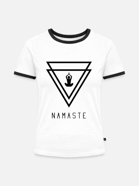 Namaste - Frauen Kontrast-T-Shirt - Weiß/Schwarz