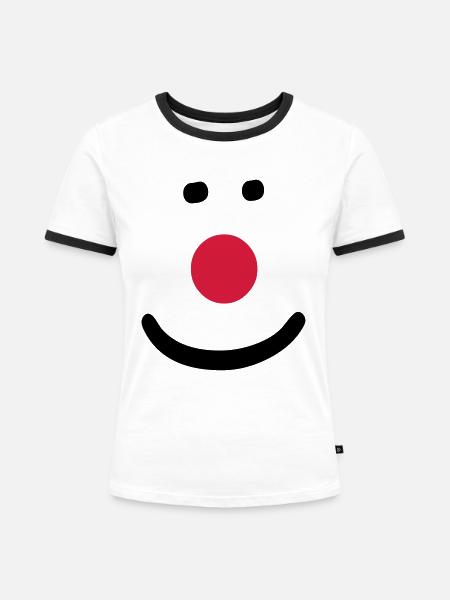 Clown Nase - Frauen Kontrast-T-Shirt - Weiß/Schwarz