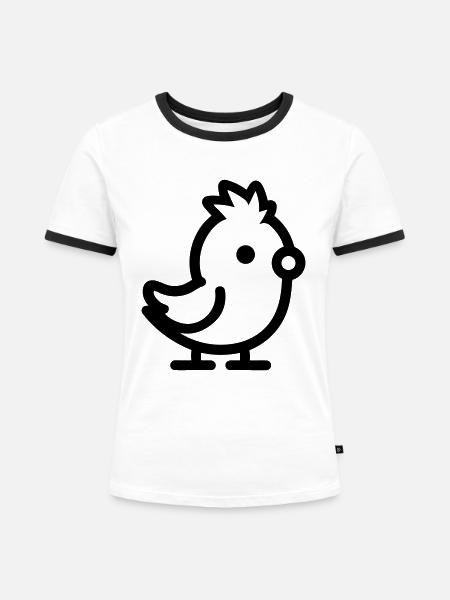Küken - Frauen Kontrast-T-Shirt - Weiß/Schwarz