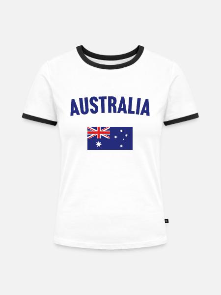 Australien Flagge - Frauen Kontrast-T-Shirt - Weiß/Schwarz
