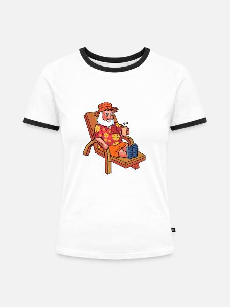 Weihnachstman im Sommerurlaub - Frauen Kontrast-T-Shirt - Weiß/Schwarz
