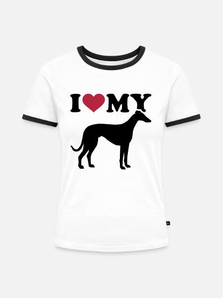 Italian Greyhound - Frauen Kontrast-T-Shirt - Weiß/Schwarz