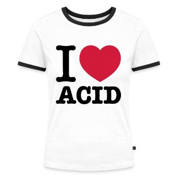 I love Acid - Frauen Kontrast-T-Shirt - Weiß/Schwarz - Vorne - Selfina (174cm)
