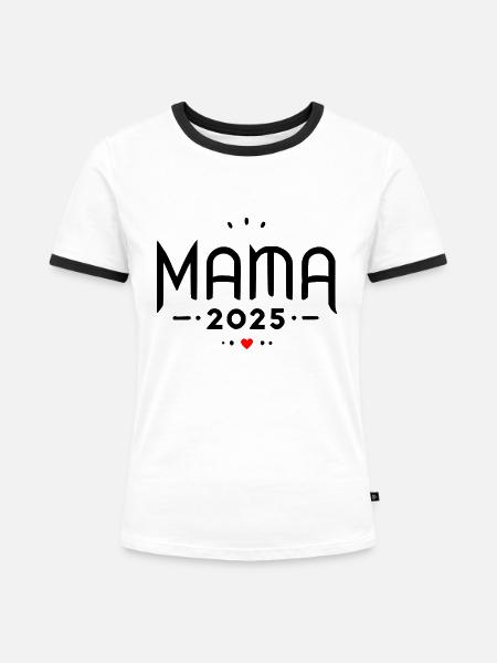 Mama 2025 - Frauen Kontrast-T-Shirt - Weiß/Schwarz