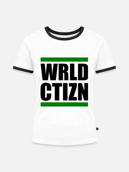 world citizen - Frauen Kontrast-T-Shirt - Weiß/Schwarz