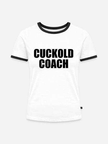 Cuckold coach - Frauen Kontrast-T-Shirt - Weiß/Schwarz