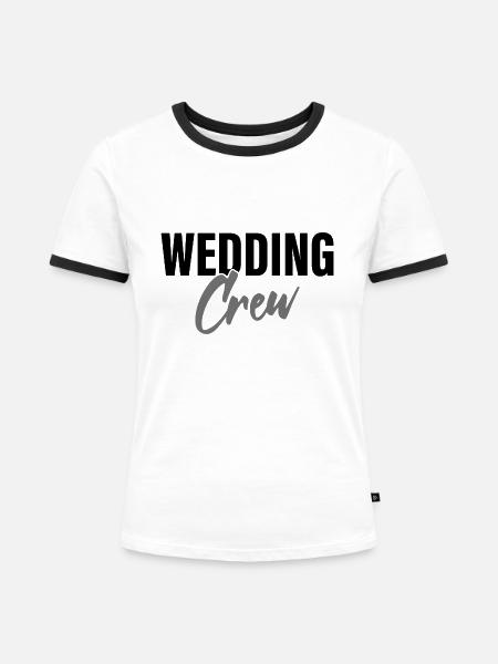 Hochzeits-Crew - Frauen Kontrast-T-Shirt - Weiß/Schwarz