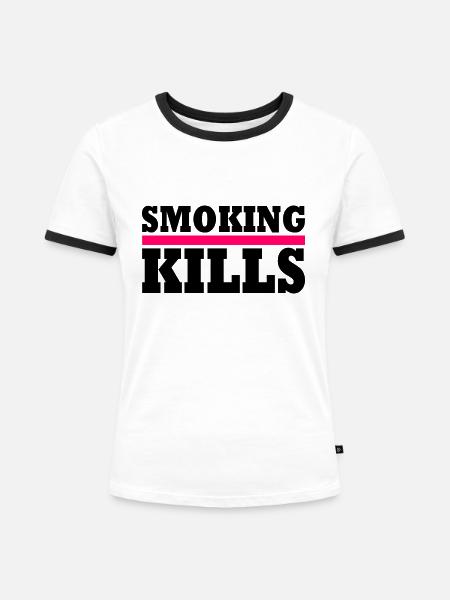 Smoking kills - Frauen Kontrast-T-Shirt - Weiß/Schwarz