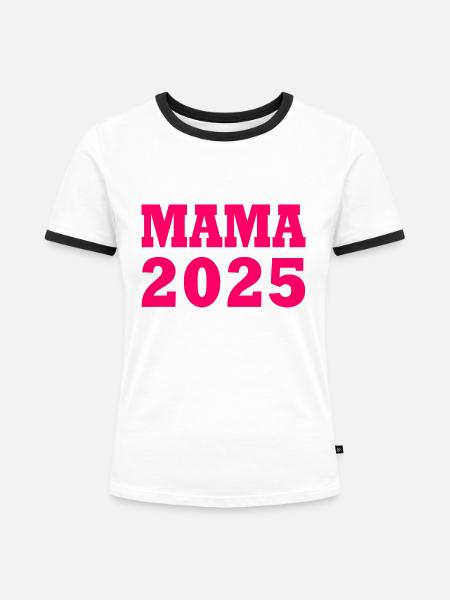 Mama 2025 - Frauen Kontrast-T-Shirt - Weiß/Schwarz